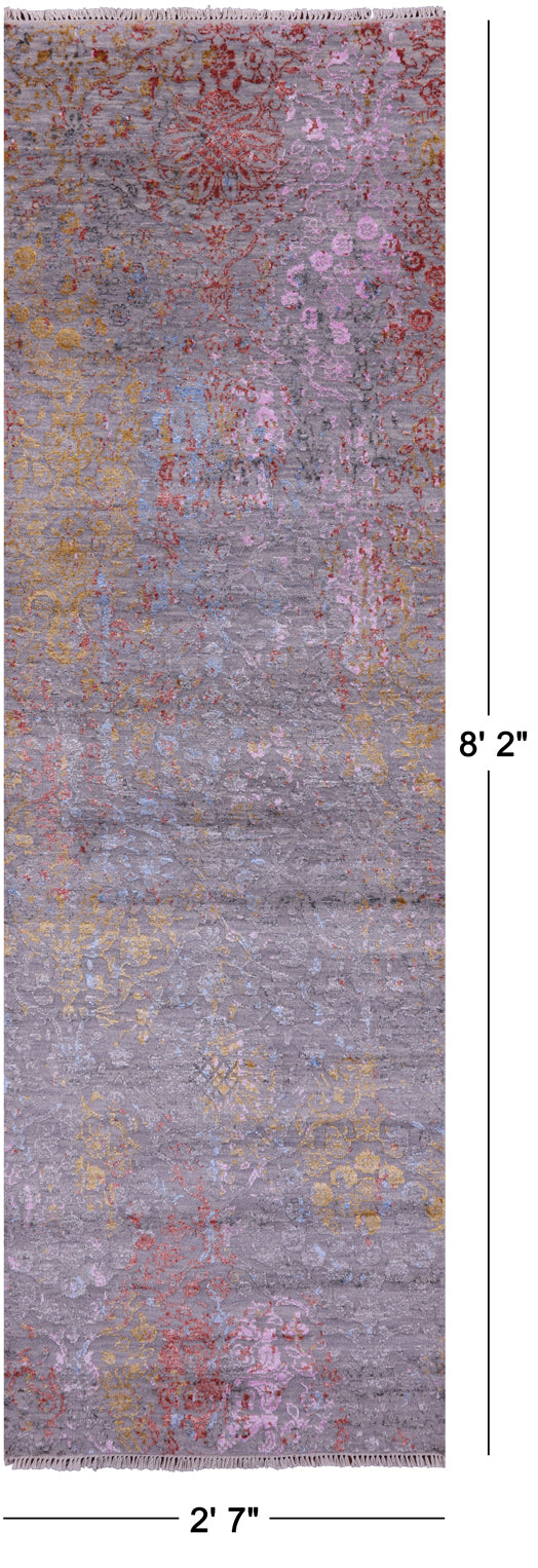 Persian Tabriz Hand Knotted Wool & Silk Runner Rug - 2' 7" X 8' 2" - Golden Nile