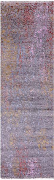 Persian Tabriz Hand Knotted Wool & Silk Runner Rug - 2' 7" X 8' 2" - Golden Nile