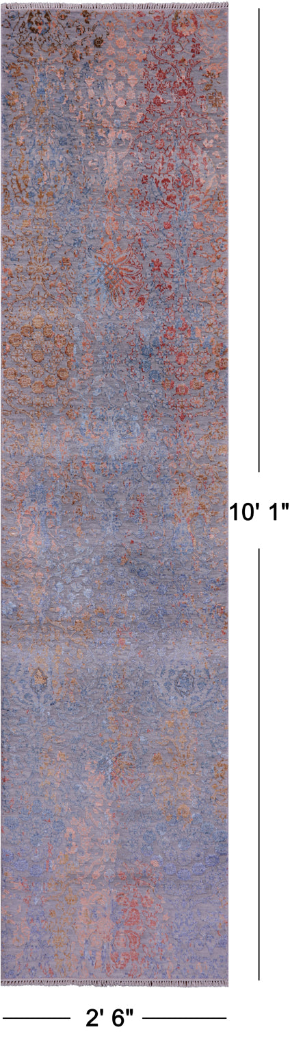 Persian Tabriz Handmade Wool & Silk Runner Rug - 2' 6" X 10' 1" - Golden Nile