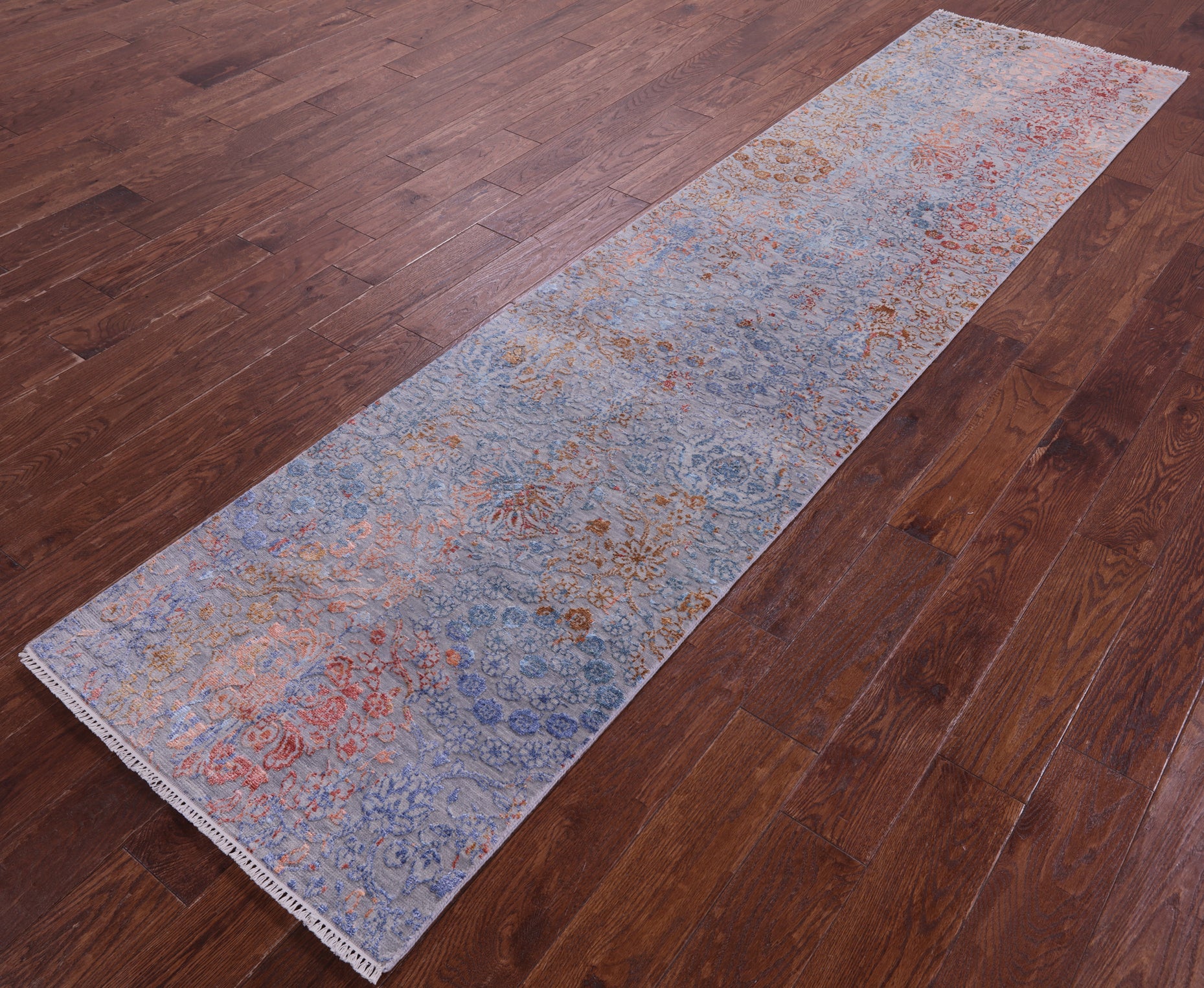 Persian Tabriz Handmade Wool & Silk Runner Rug - 2' 6" X 10' 1" - Golden Nile