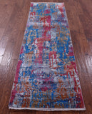 Abstract Contemporary Hand Knotted Wool & Silk Runner Rug - 2' 7" X 8' 4" - Golden Nile