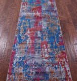 Abstract Contemporary Hand Knotted Wool & Silk Runner Rug - 2' 7" X 8' 4" - Golden Nile