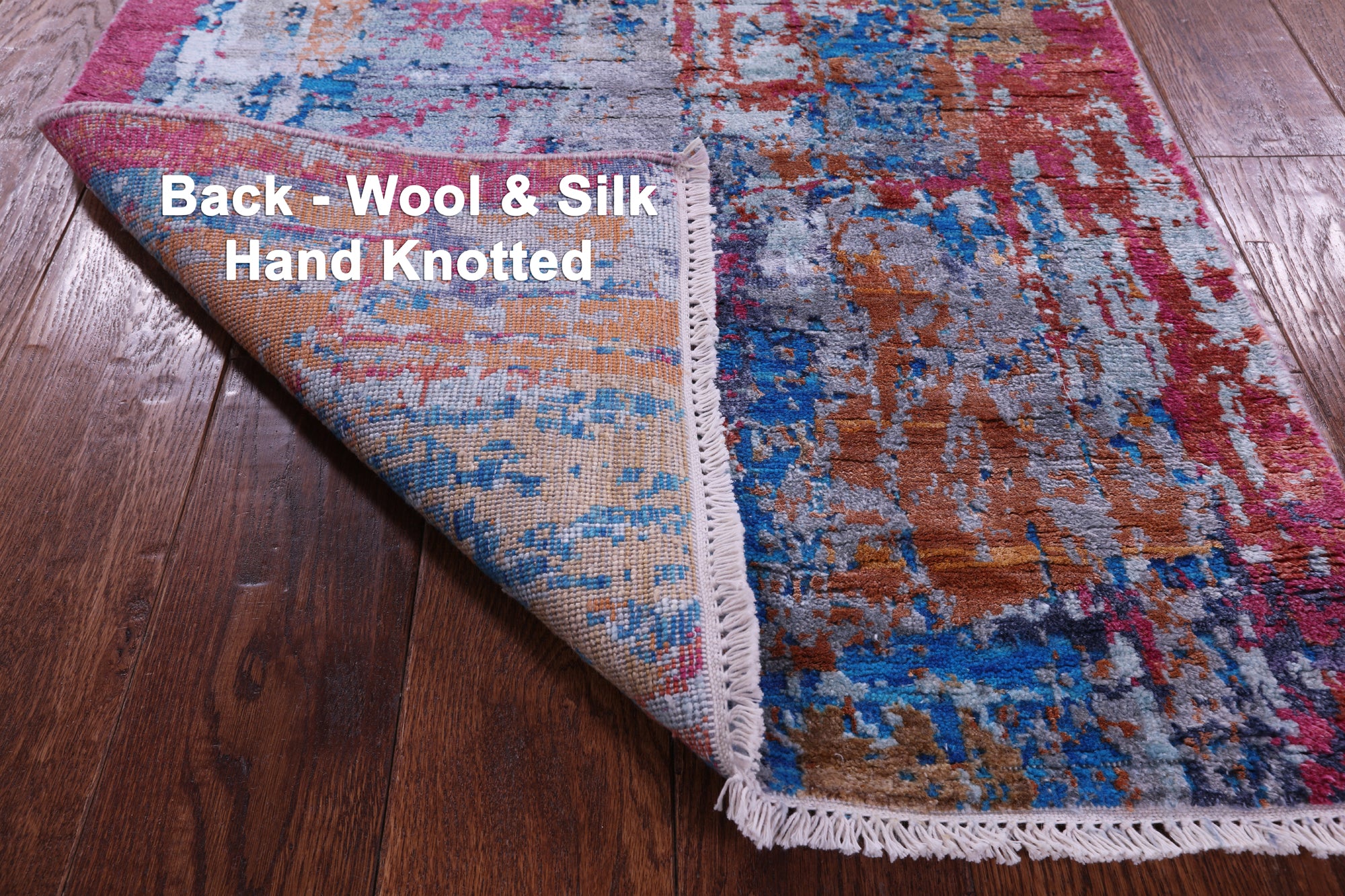 Abstract Contemporary Hand Knotted Wool & Silk Runner Rug - 2' 7" X 8' 4" - Golden Nile