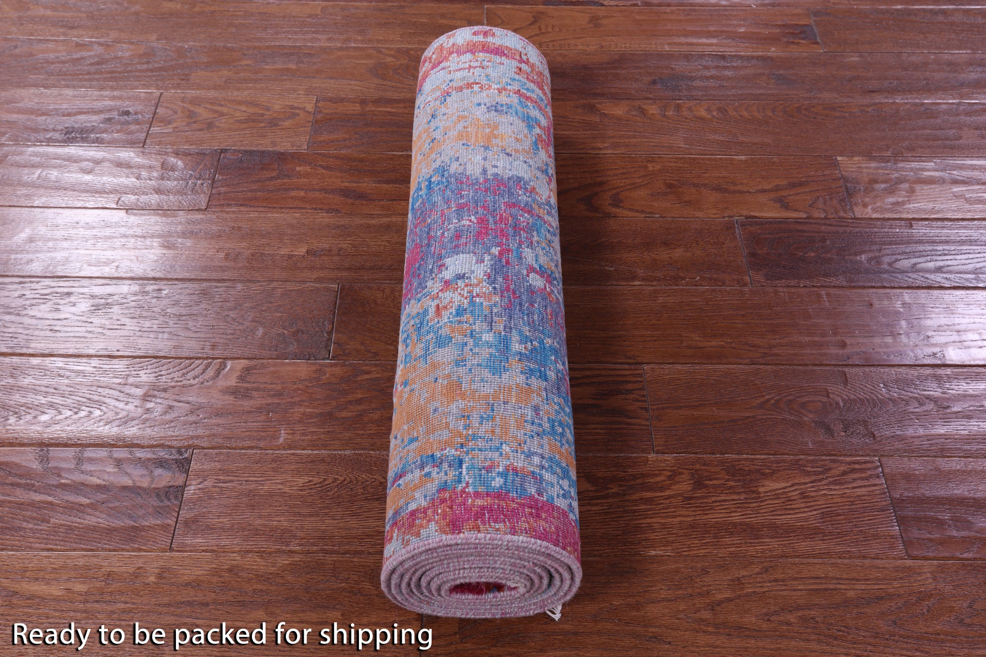 Abstract Contemporary Hand Knotted Wool & Silk Runner Rug - 2' 7" X 8' 4" - Golden Nile
