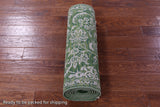 Green Persian Tabriz Handmade Wool & Silk Runner Rug - 2' 6" X 11' 7" - Golden Nile