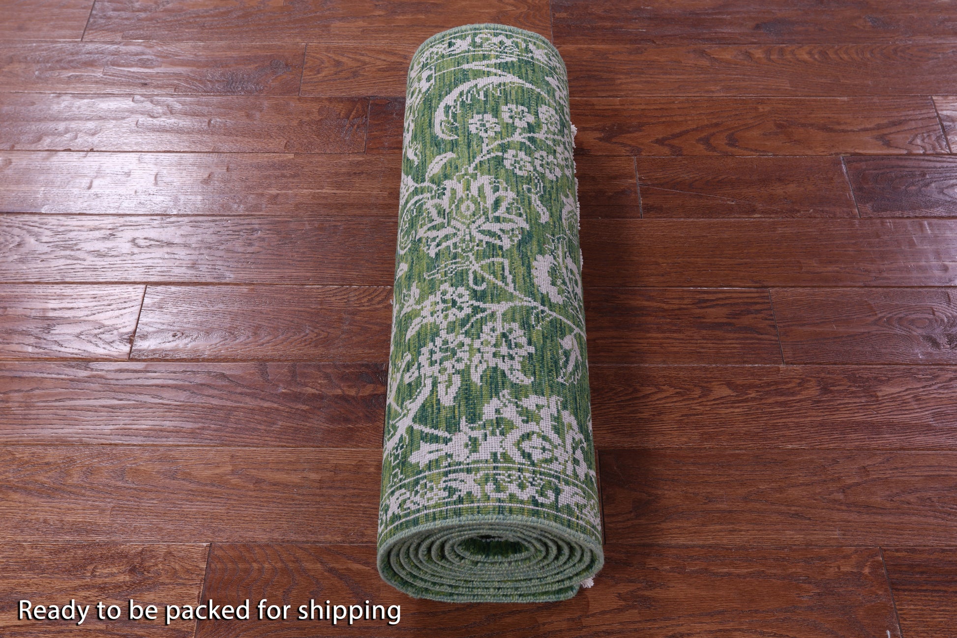 Green Persian Tabriz Handmade Wool & Silk Runner Rug - 2' 6" X 11' 7" - Golden Nile