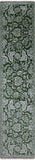 Green Persian Tabriz Hand Knotted Wool & Silk Runner Rug - 2' 6" X 11' 7" - Golden Nile