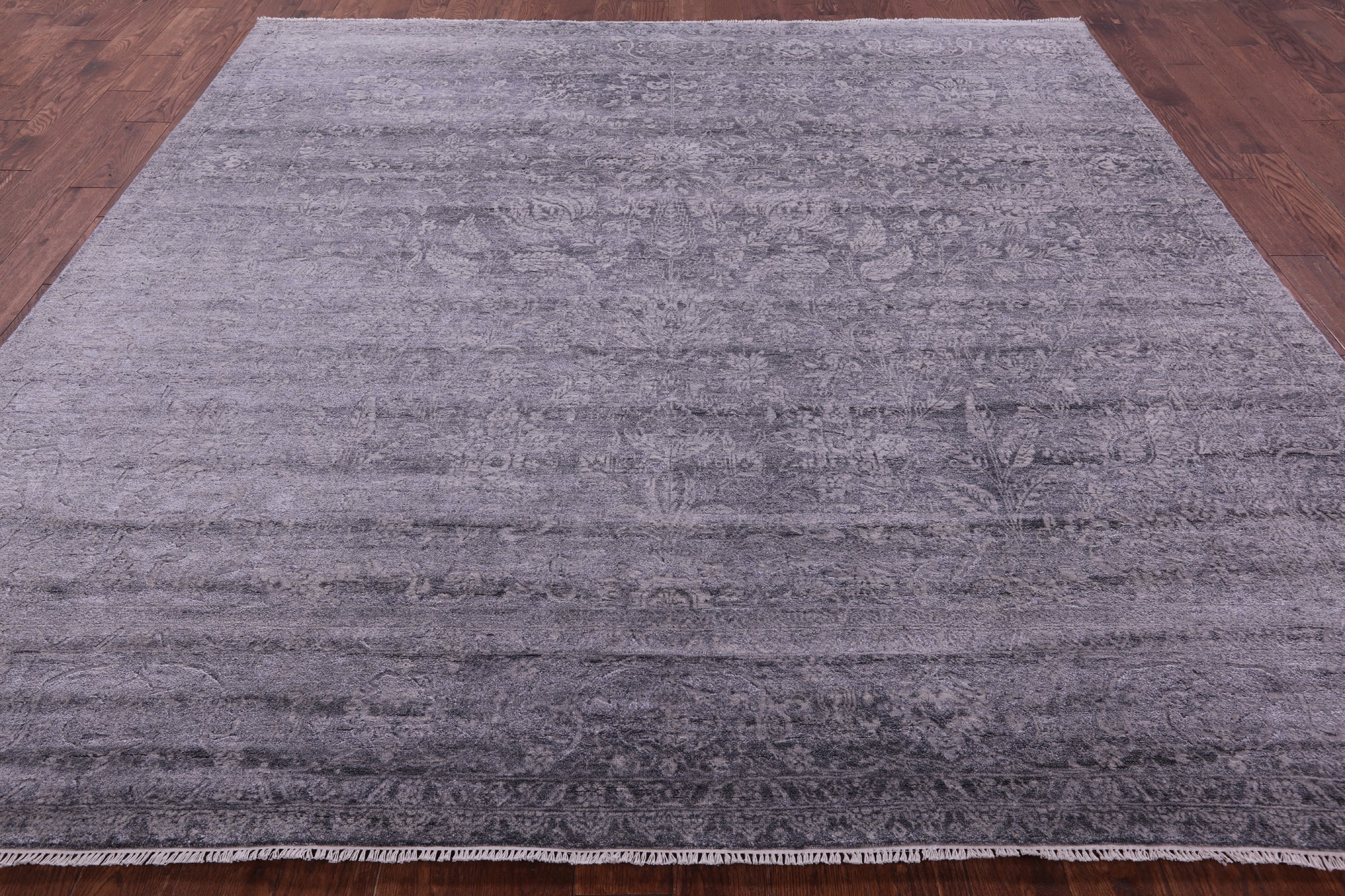 Square Persian Tabriz Hand Knotted Wool & Silk Rug - 9' 1" X 9' 1" - Golden Nile