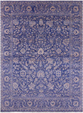 Blue Persian Tabriz Handmade Wool & Silk Rug - 9' 0" X 12' 1" - Golden Nile
