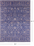 Blue Persian Tabriz Handmade Wool & Silk Rug - 9' 0" X 12' 1" - Golden Nile