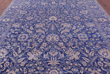Blue Persian Tabriz Handmade Wool & Silk Rug - 9' 0" X 12' 1" - Golden Nile