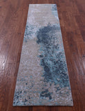 Abstract Contemporary Handmade Wool & Silk Runner Rug - 2' 1" X 8' 0" - Golden Nile