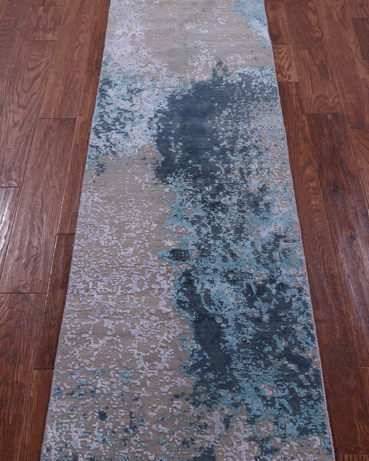 Abstract Contemporary Handmade Wool & Silk Runner Rug - 2' 1" X 8' 0" - Golden Nile