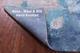Abstract Modern Hand Knotted Wool & Silk Runner Rug - 4' 0" X 10' 0" - Golden Nile