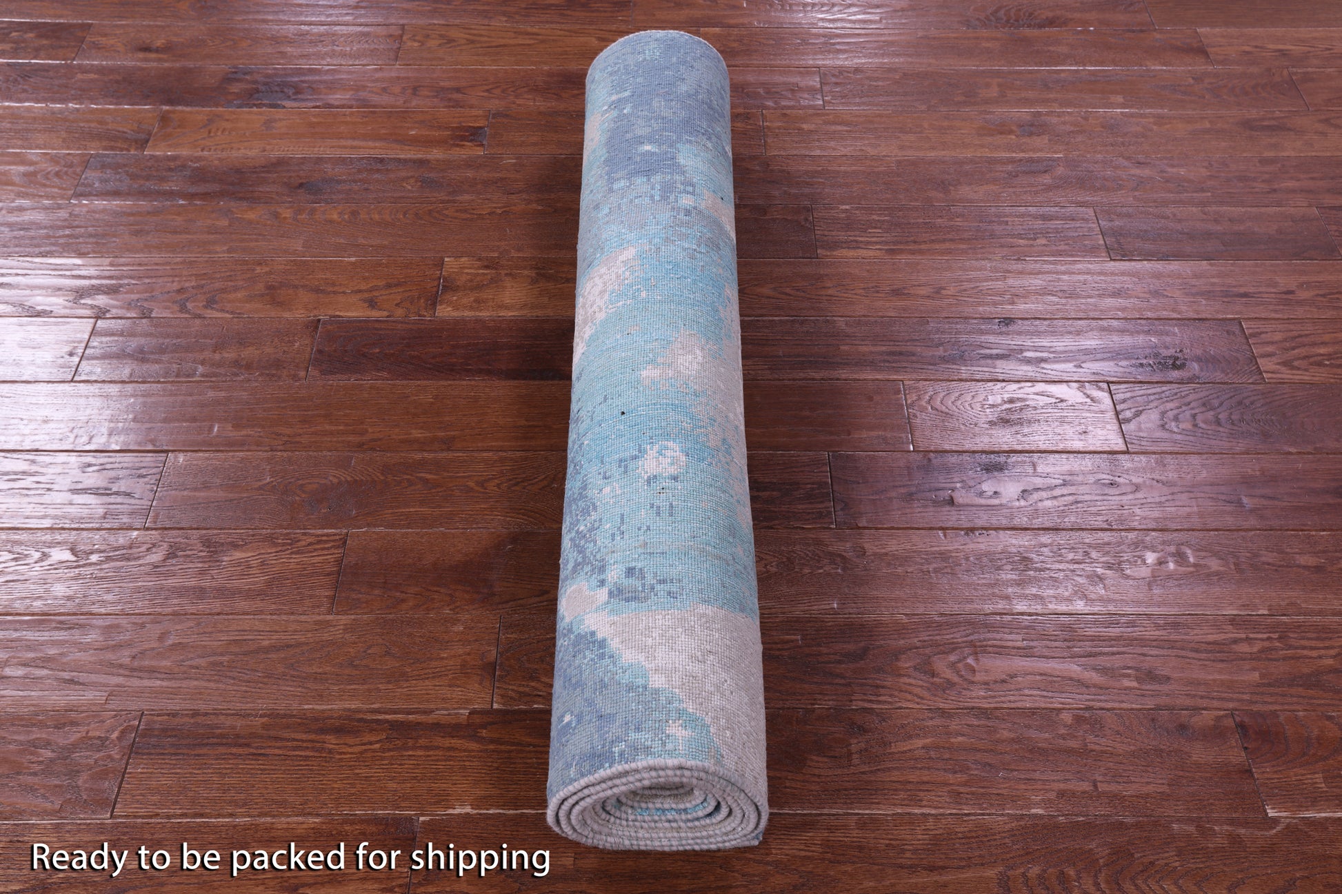 Abstract Modern Hand Knotted Wool & Silk Runner Rug - 4' 0" X 10' 0" - Golden Nile