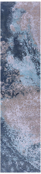 Abstract Modern Hand Knotted Wool & Silk Runner Rug - 2' 1" X 9' 1" - Golden Nile