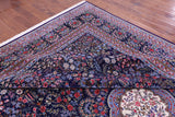 Blue Persian Kerman Hand Knotted Wool Rug - 10' 0" X 14' 0" - Golden Nile