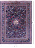 Blue Persian Kerman Hand Knotted Wool Rug - 10' 0" X 14' 0" - Golden Nile