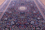 Blue Persian Kerman Hand Knotted Wool Rug - 10' 0" X 14' 0" - Golden Nile