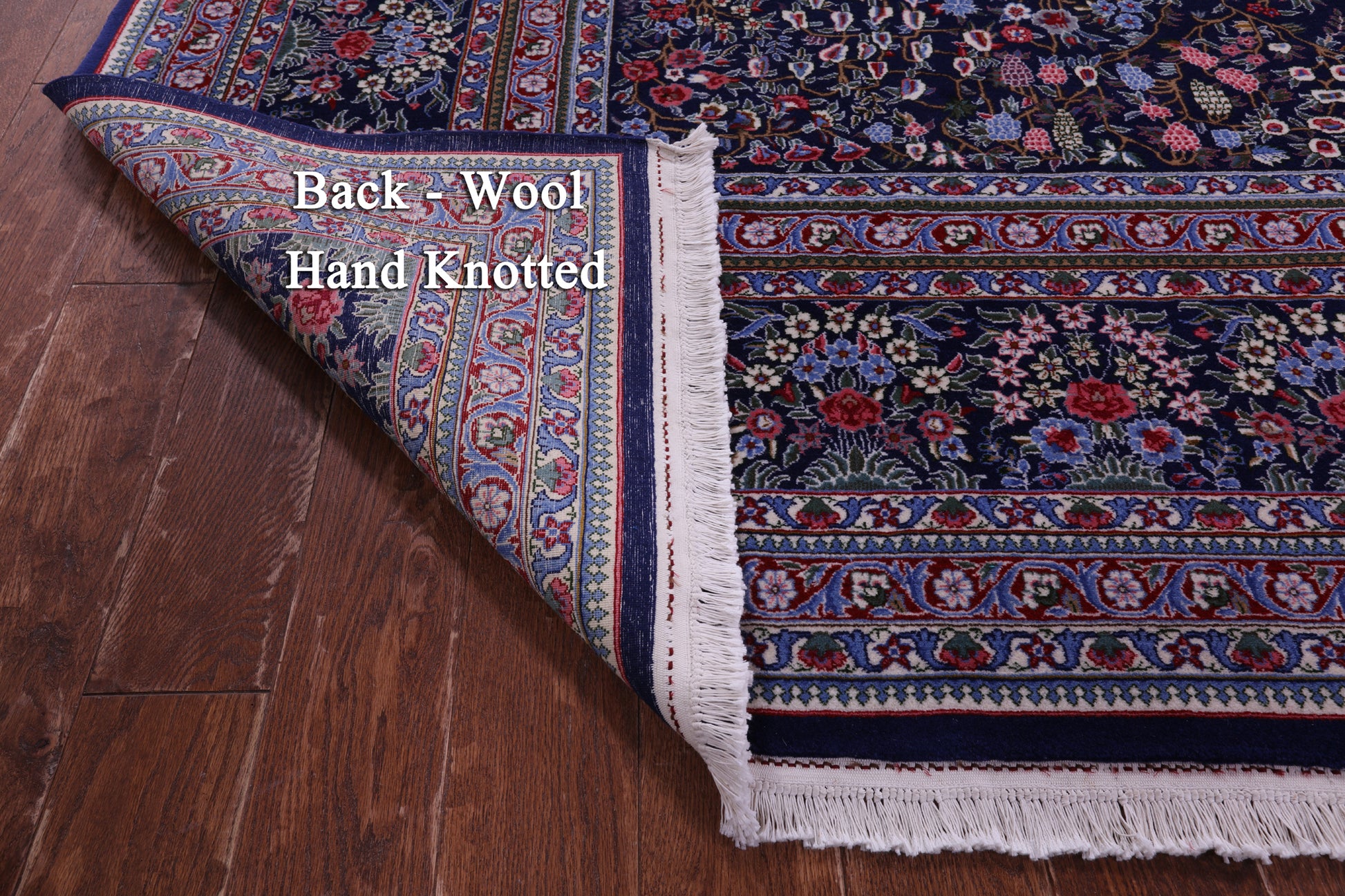 Blue Persian Kerman Hand Knotted Wool Rug - 10' 0" X 14' 0" - Golden Nile