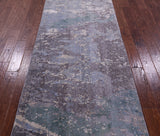 Abstract Modern Hand Knotted Wool & Silk Runner Rug - 3' 5" X 8' 11" - Golden Nile