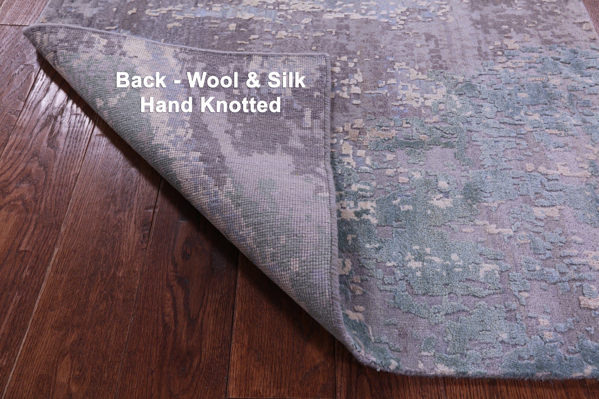 Abstract Modern Hand Knotted Wool & Silk Runner Rug - 3' 5" X 8' 11" - Golden Nile