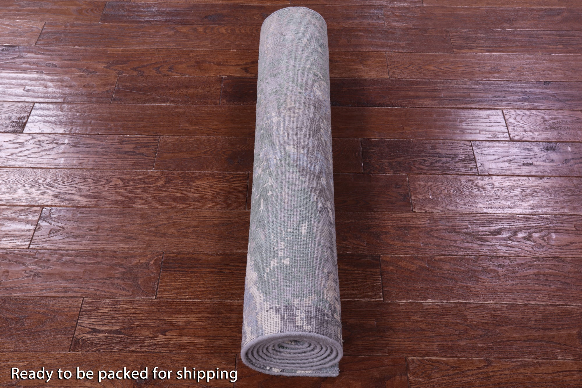 Abstract Modern Hand Knotted Wool & Silk Runner Rug - 3' 5" X 8' 11" - Golden Nile