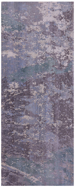 Abstract Modern Hand Knotted Wool & Silk Runner Rug - 3' 5" X 8' 11" - Golden Nile