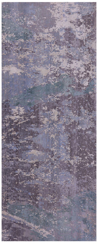 Abstract Modern Hand Knotted Wool & Silk Runner Rug - 3' 5
