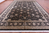 Black Persian Tabriz Hand Knotted Wool Rug - 12' 0" X 17' 1" - Golden Nile