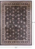 Black Persian Tabriz Hand Knotted Wool Rug - 12' 0" X 17' 1" - Golden Nile