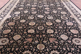 Black Persian Tabriz Hand Knotted Wool Rug - 12' 0" X 17' 1" - Golden Nile