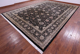 Black Persian Tabriz Hand Knotted Wool Rug - 12' 0" X 17' 1" - Golden Nile