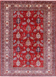 Red Super Kazak Hand Knotted Wool Rug - 7' 0" X 9' 8" - Golden Nile