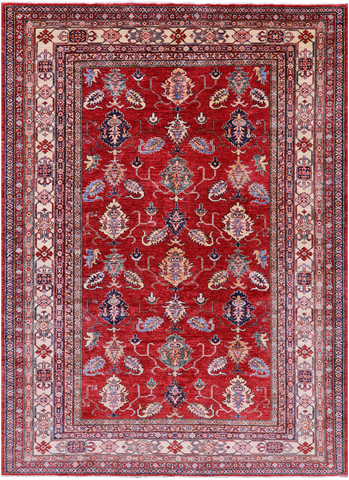 Red Super Kazak Hand Knotted Wool Rug - 7' 0