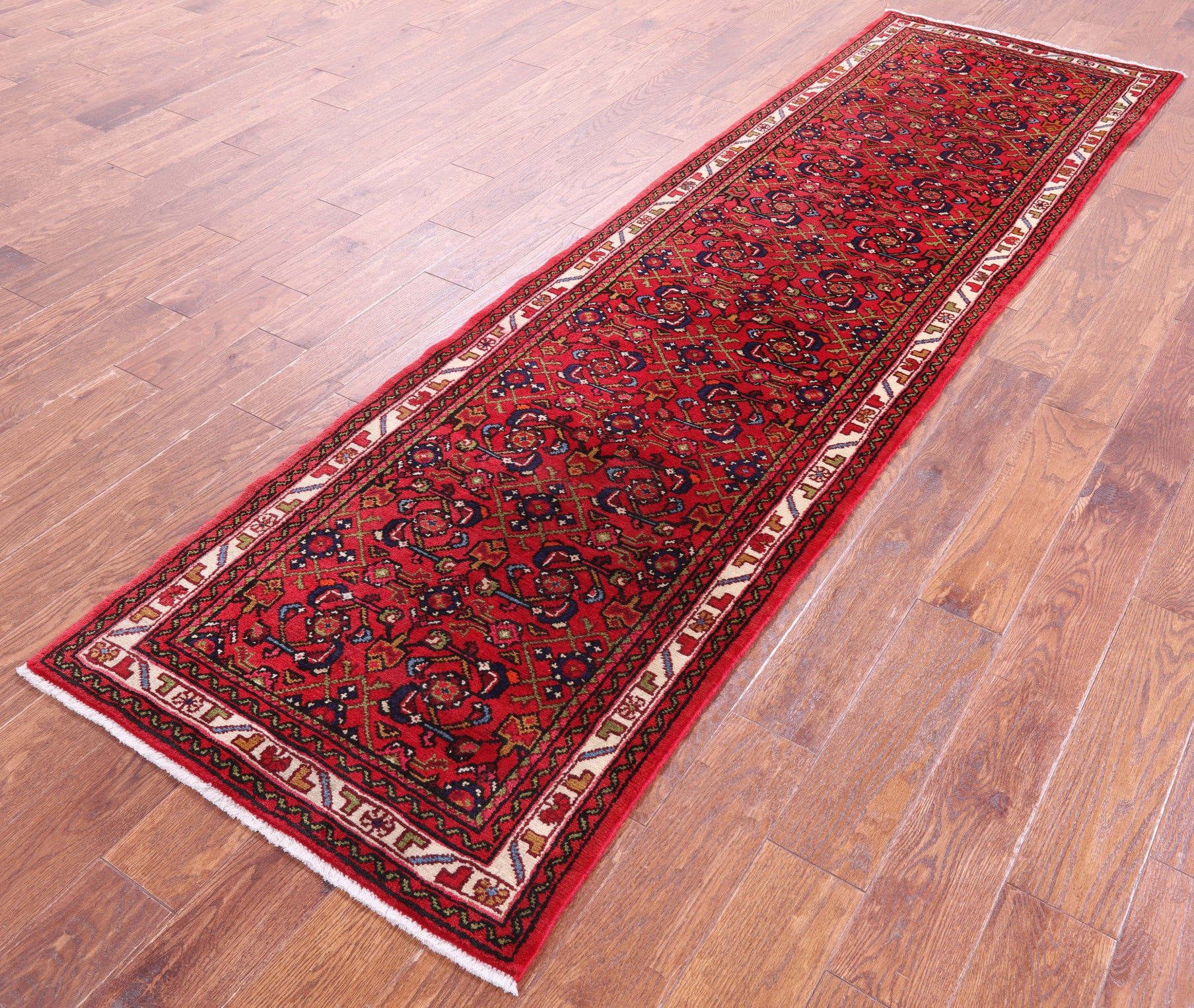 Authentic Persian Hamadan Hand Knotted Wool Runner Rug - 2' 8" X 9' 3" - Golden Nile