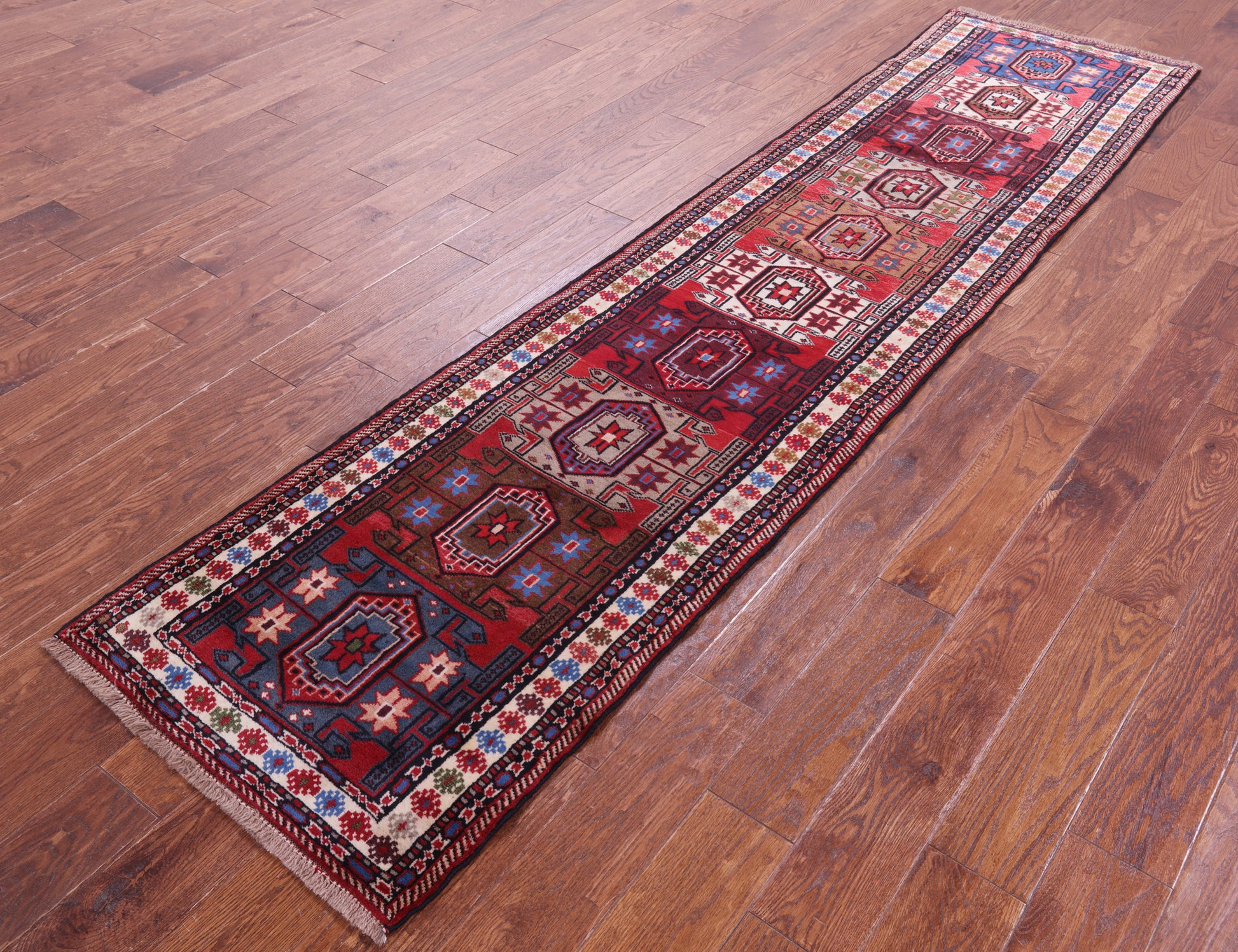 Tribal Persian Hand Knotted Wool on Wool Runner Rug - 2' 4" X 9' 7" - Golden Nile