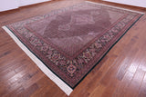 Light Pink/Dark Green Border Persian Tabriz Hand Knotted Wool & Silk Rug - 10' 2" X 14' 4" - Golden Nile