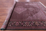Light Pink/Dark Green Border Persian Tabriz Hand Knotted Wool & Silk Rug - 10' 2" X 14' 4" - Golden Nile