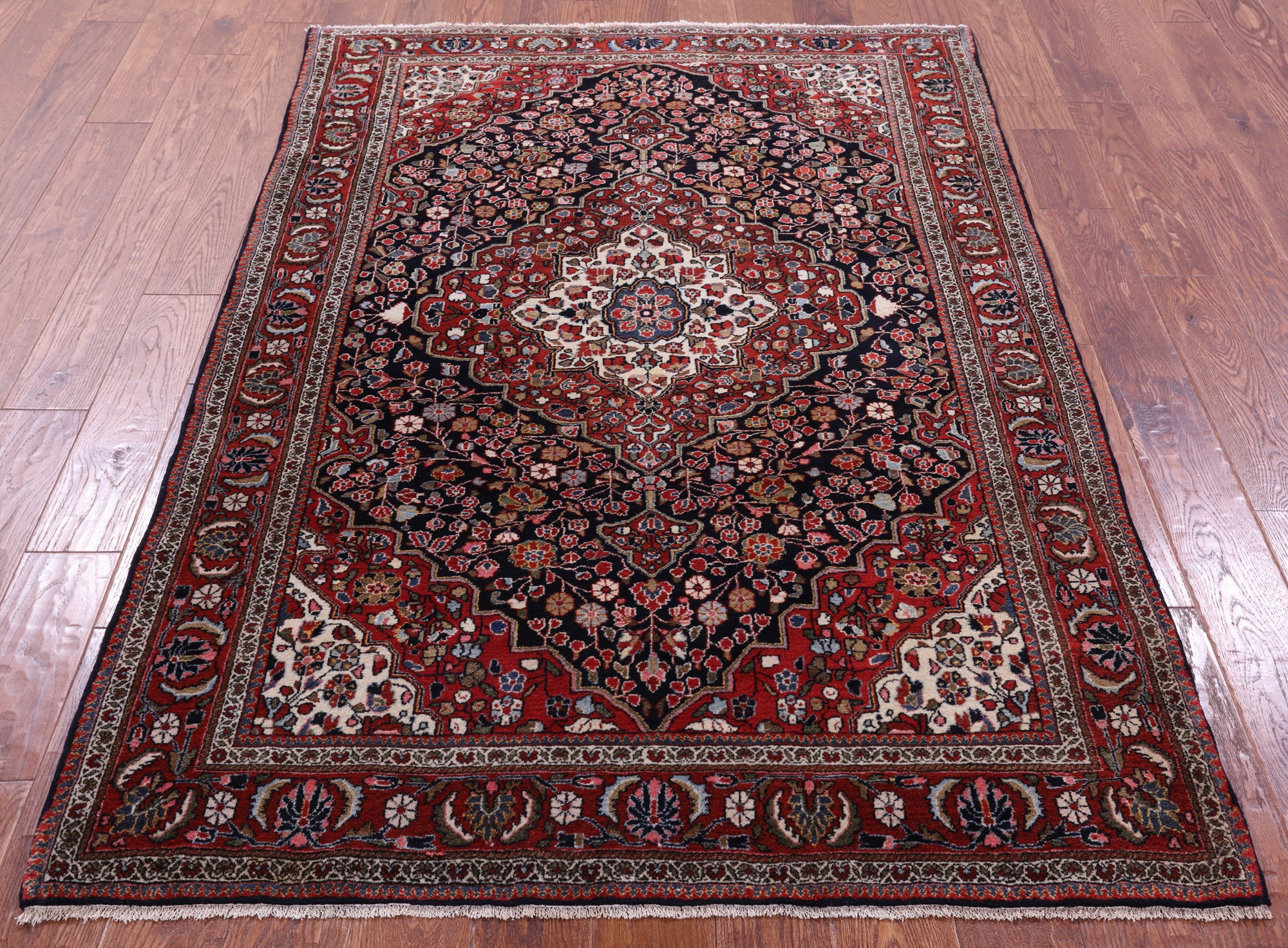 Black Persian Bijar Hand Knotted Wool Rug - 4' 6" X 6' 8" - Golden Nile