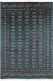 Green Signed Bokhara Handmade Wool Rug - 6' 3" X 9' 0" - Golden Nile