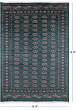 Green Signed Bokhara Handmade Wool Rug - 6' 3" X 9' 0" - Golden Nile