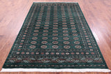 Green Signed Bokhara Handmade Wool Rug - 6' 3" X 9' 0" - Golden Nile