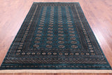 Green Signed Bokhara Handmade Wool Rug - 6' 1" X 9' 2" - Golden Nile