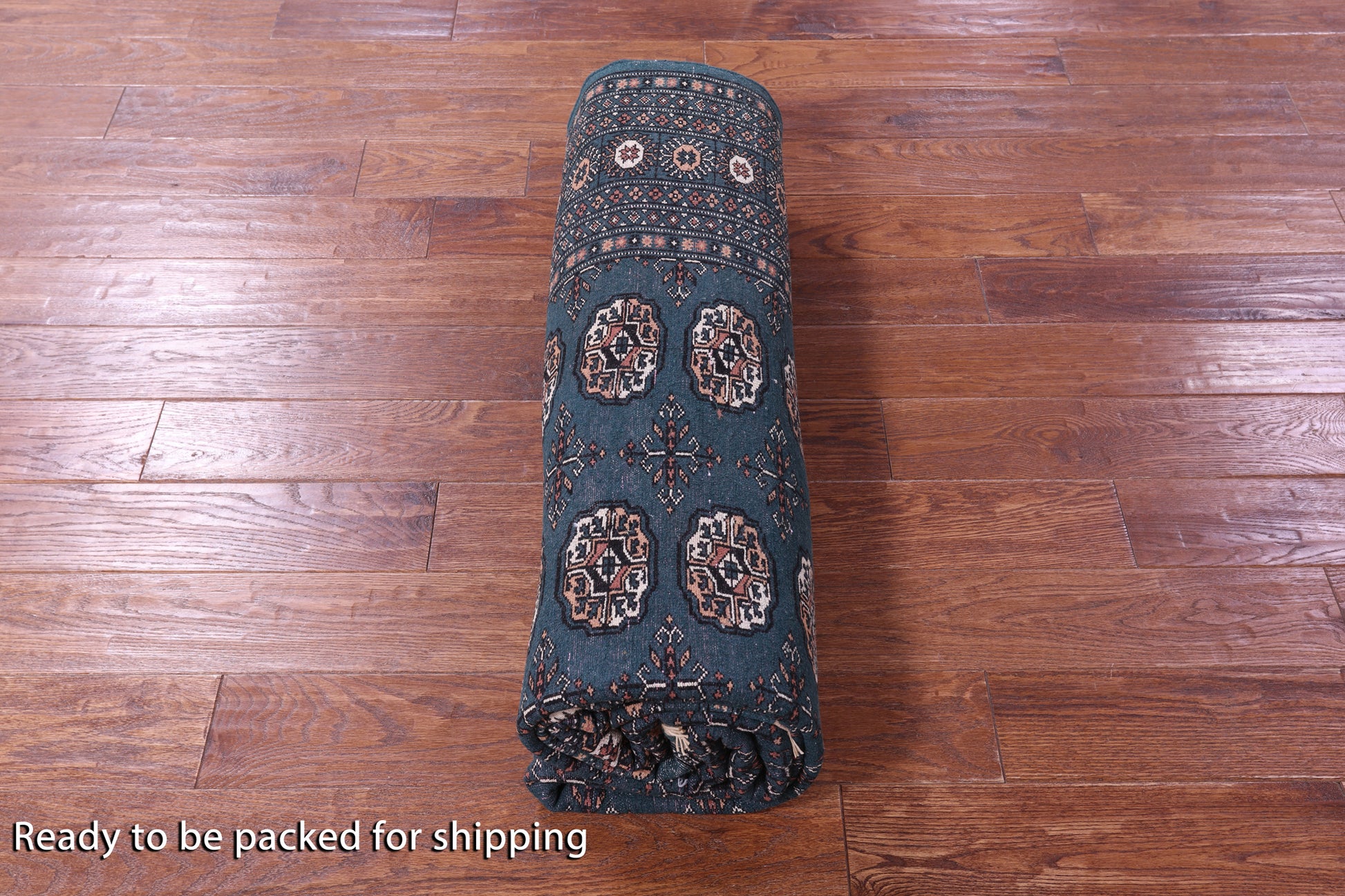 Green Signed Bokhara Handmade Wool Rug - 6' 1" X 9' 2" - Golden Nile