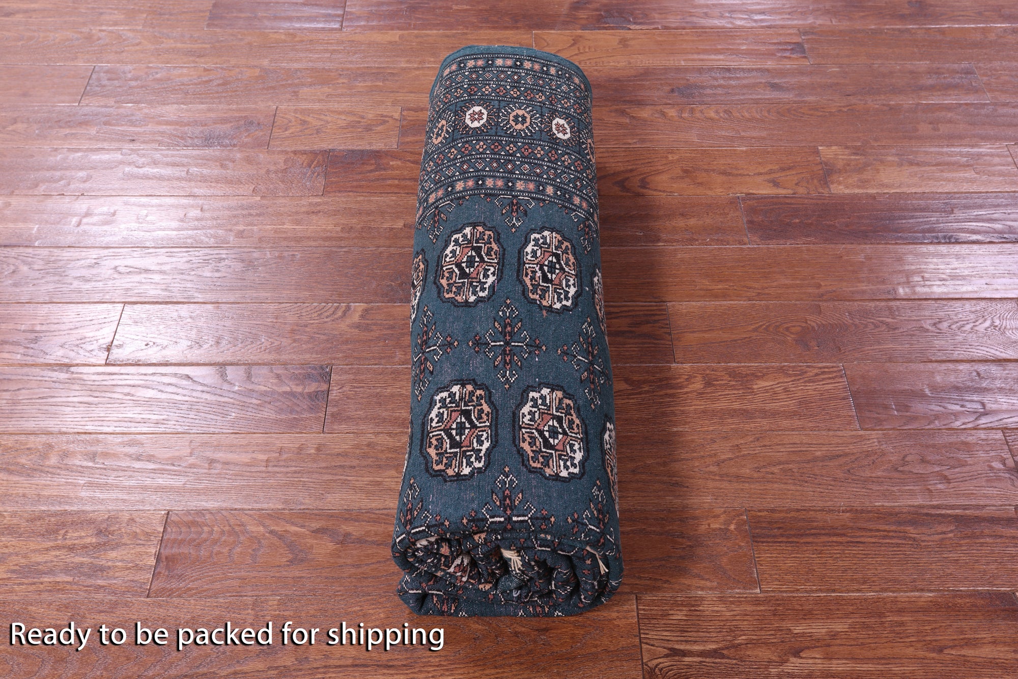 Green Signed Bokhara Handmade Wool Rug - 6' 1" X 9' 2" - Golden Nile