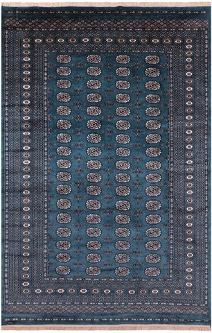 Green Signed Bokhara Handmade Wool Rug - 6' 1