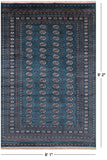 Green Signed Bokhara Handmade Wool Rug - 6' 1" X 9' 2" - Golden Nile
