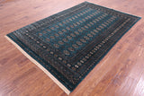 Green Signed Bokhara Handmade Wool Rug - 6' 1" X 9' 2" - Golden Nile