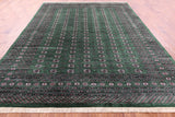 Green Signed Bokhara Handmade Wool Rug - 9' 3" X 12' 1" - Golden Nile
